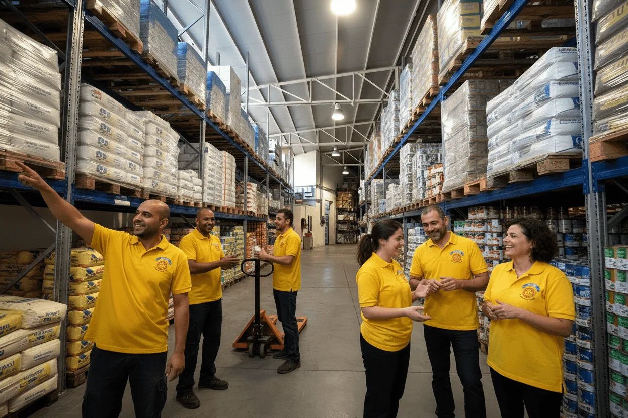 Il team Capasso nel magazzino di Casoria